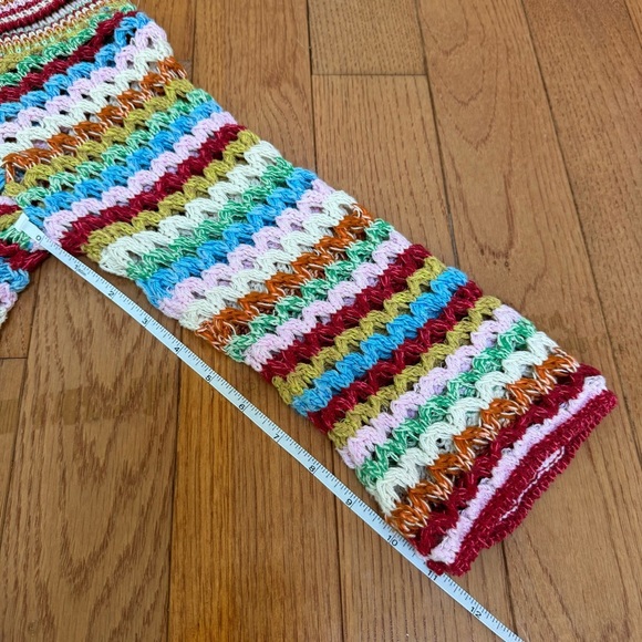 Boston Proper Crochet Sweater Rainbow Stripe Size Medium - Picture 6 of 8